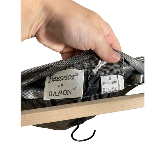 NWT Vintage Francesca of Damon Metallic Futuristic Wrap Front Pencil Skirt Sz 6 - Picture 5 of 5